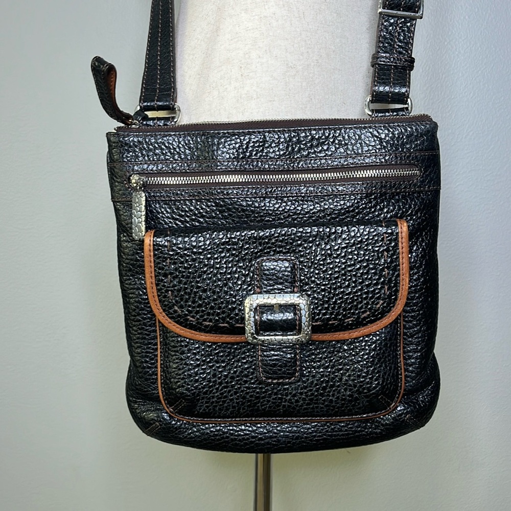Brighton Black Pebbled Leather‎ Crossbody